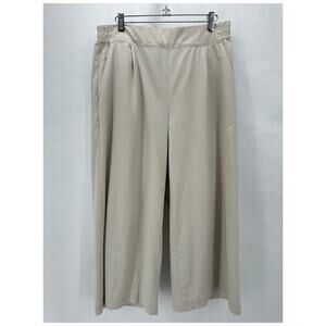 Athleta Brooklyn Wide Leg Crop Pants‎ Size 12 Beige Pull On Preppy Lounge City